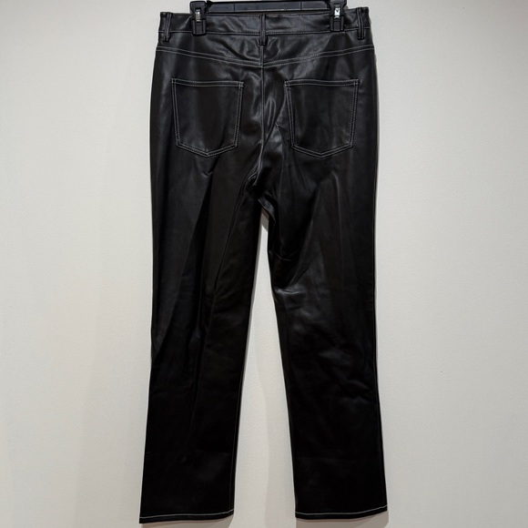 NWT STAUD Elliot Vegan Leather Straight-Leg Pants Sz 10 Black Fall Staple Timele - Picture 4 of 12
